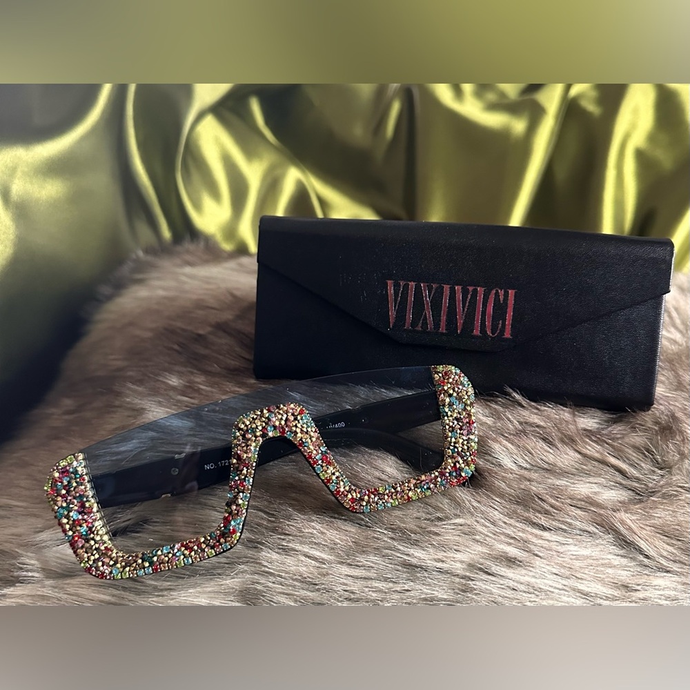Oversized half rim crystal rhinestone fashion sunglasses